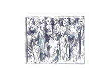 Fragment de l’Ara Pacis Augustæ, dessin, 
                feutres et encre sur papier, 32 x 40,7 cm, novembre 2013
